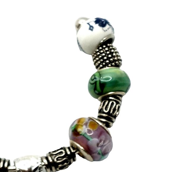 Colorful Frog Charm Cuff Bracelet Pendant Lampwork Handcrafted Glass Bead - Picture 7 of 7